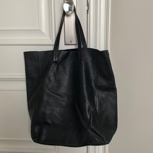 Aritzia Babaton Black Italian Large Leather Tote